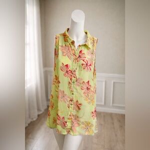 🌸 Metaphor Sleeveless Floral Button-Front Blouse | XL